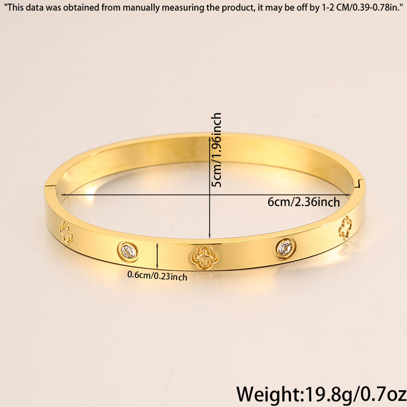 Bracelet #1 Titanium Steel Diamond-encrusted Round Bracelet