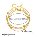 Gold Stainless Steel Multi-bead Bracelet With Diamonds