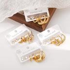 Oval Stainless Steel Diamond Oval Five-pointed Star Heart Geometric Earrings Set