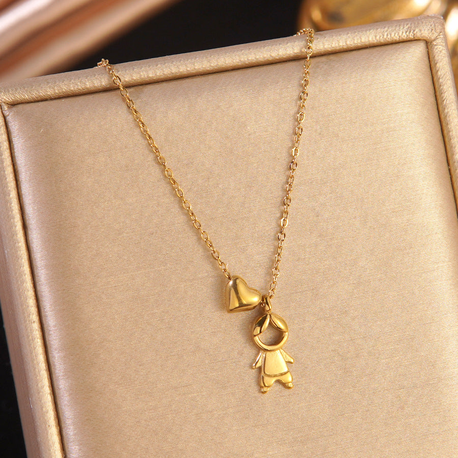 Girl Stainless Steel Heart Girl Necklace