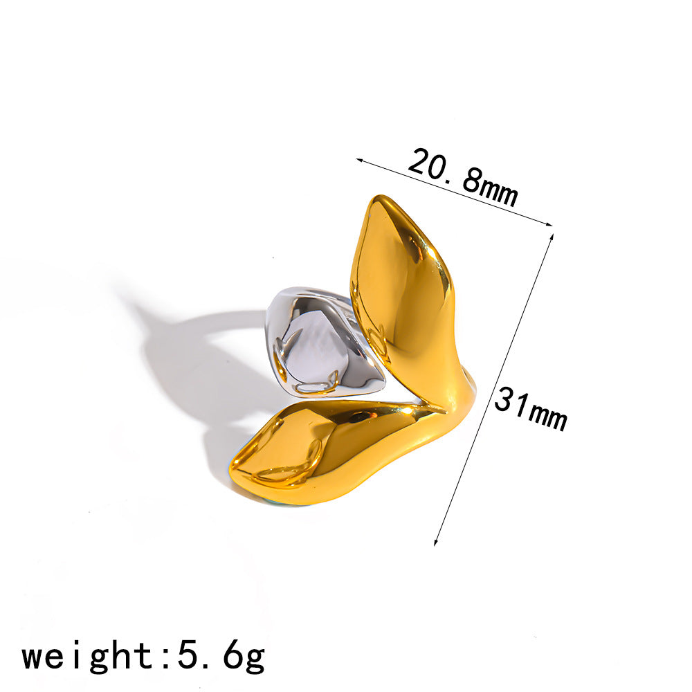 Ring #2 Multi-layer Irregular Open 18k Steel Ring