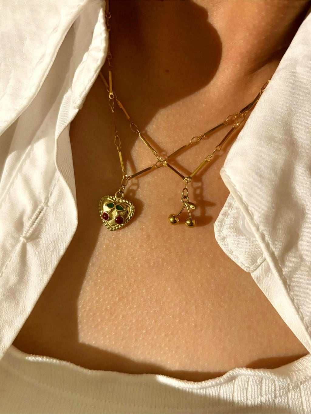 Golden Love Heart Stainless Steel Diamond Heart Necklace