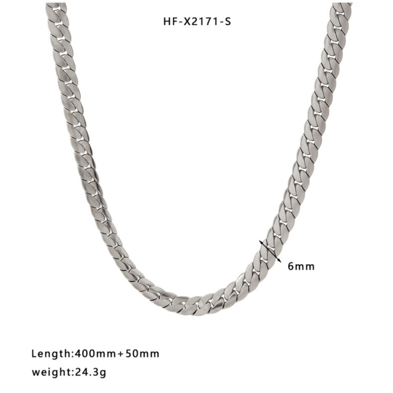 Fashion Silver Stainless Steel Snake Bone Chain Necklace