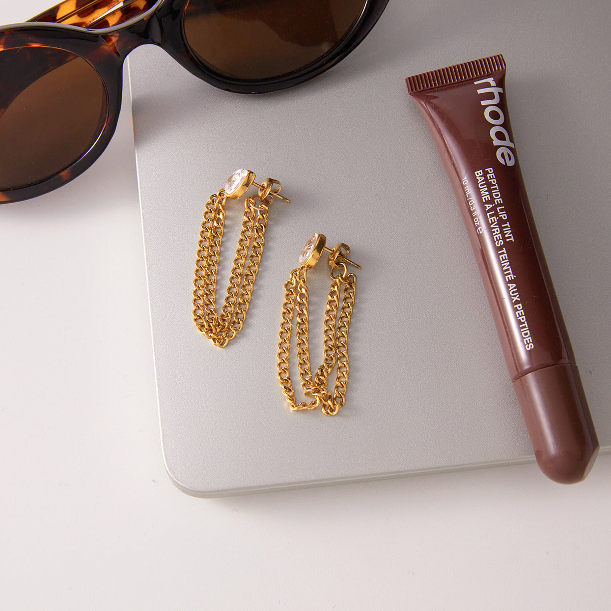 Earring Stainless Steel Diamond-encrusted Chain Earrings