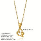 Gold Stainless Steel Pendant Necklace Niche Design Fashionable Titanium Steel Heart Necklace Clavicle Chain Jewelry.