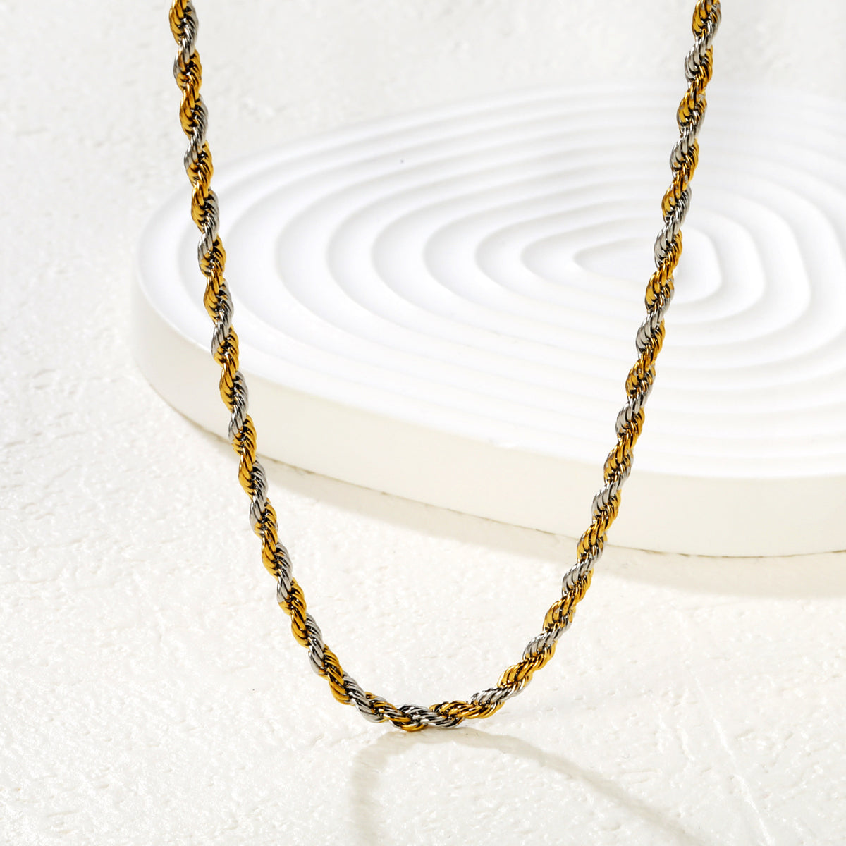 Two-tone Stainless Steel Two-tone Braided Chain Necklace