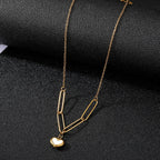 Necklace 5# Titanium Steel Arc Ball Lock Heart Double Layer Necklace