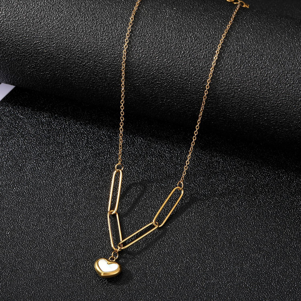 Necklace 1# Titanium Steel Arc Ball Lock Heart Necklace