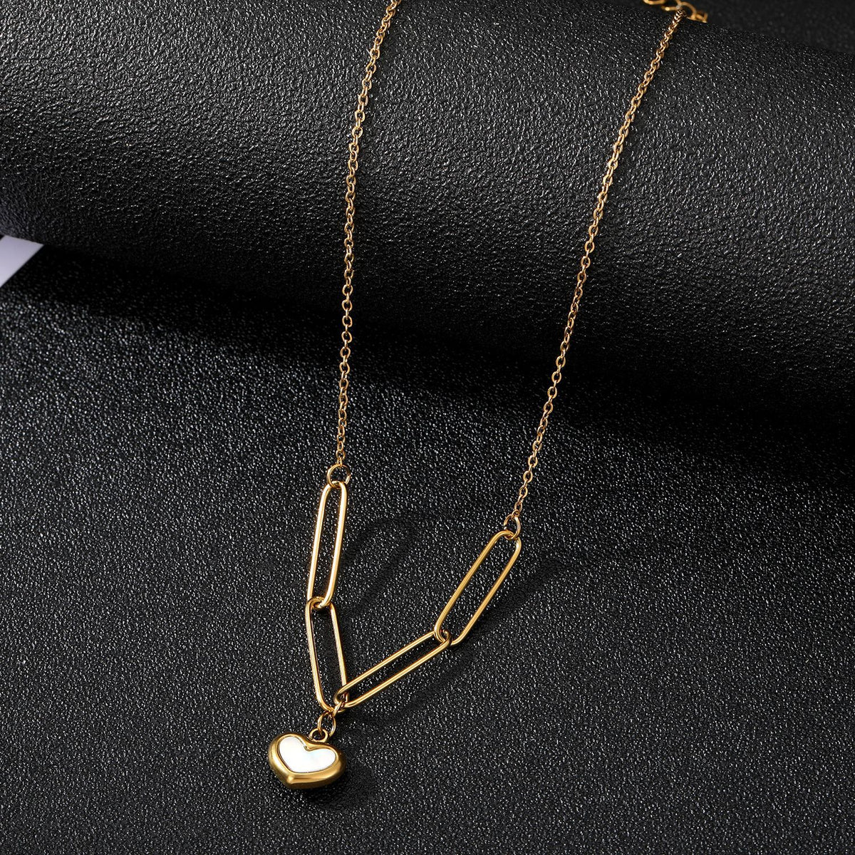 Necklace 1# Titanium Steel Arc Ball Lock Heart Necklace