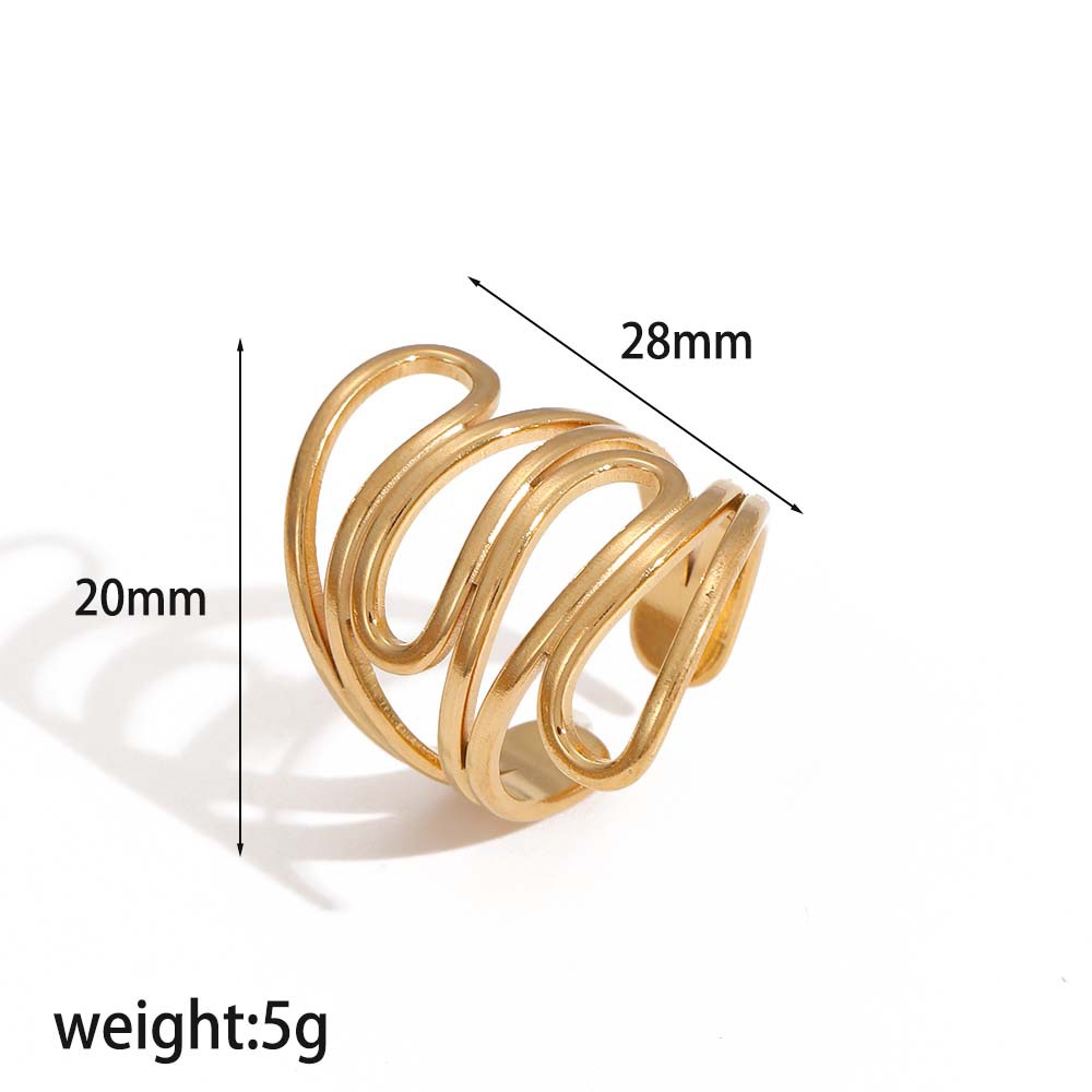 Ring 3# Stainless Steel Irregular Line Ring