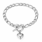 Silver Stainless Steel Heart Bracelet