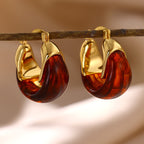 Earring #5 Irregular Resin Amber 18k Steel Earrings