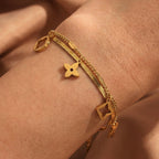 Silver Stainless Steel Four-leaf Clover Bracelet