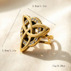 18k Gold 18k Gold Steel Geometric Hollow Zircon Ring