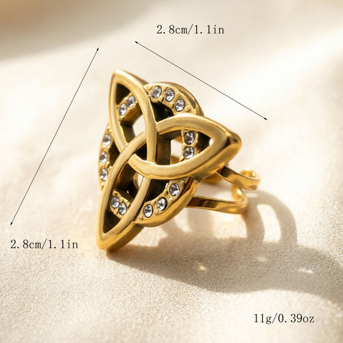 18k Gold 18k Gold Steel Geometric Hollow Zircon Ring