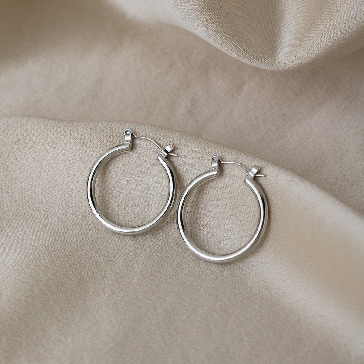 Gold Stainless Steel Round Earrings