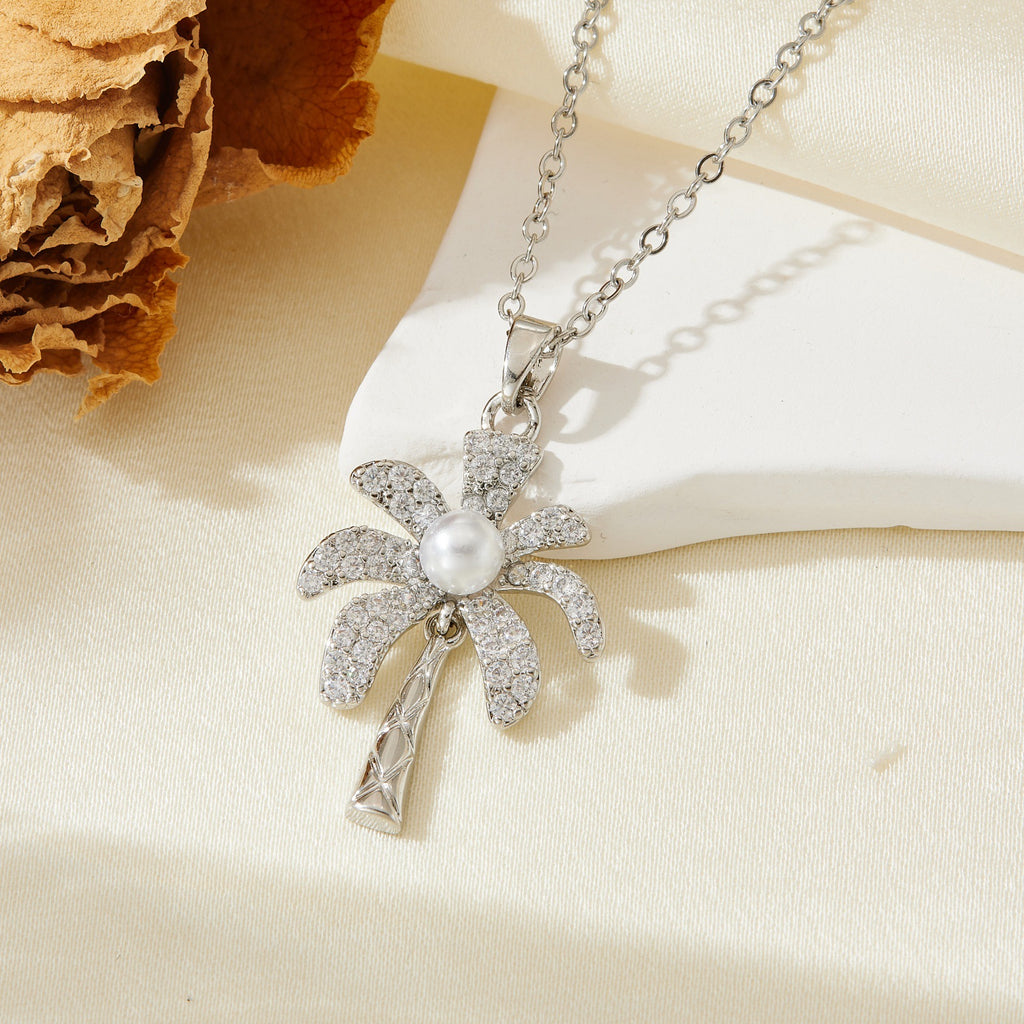 Golden 4# 304 Stainless Steel Diamond-studded Sunflower Necklace