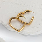 Fashion Gold Heart-shaped Titanium Steel Earrings