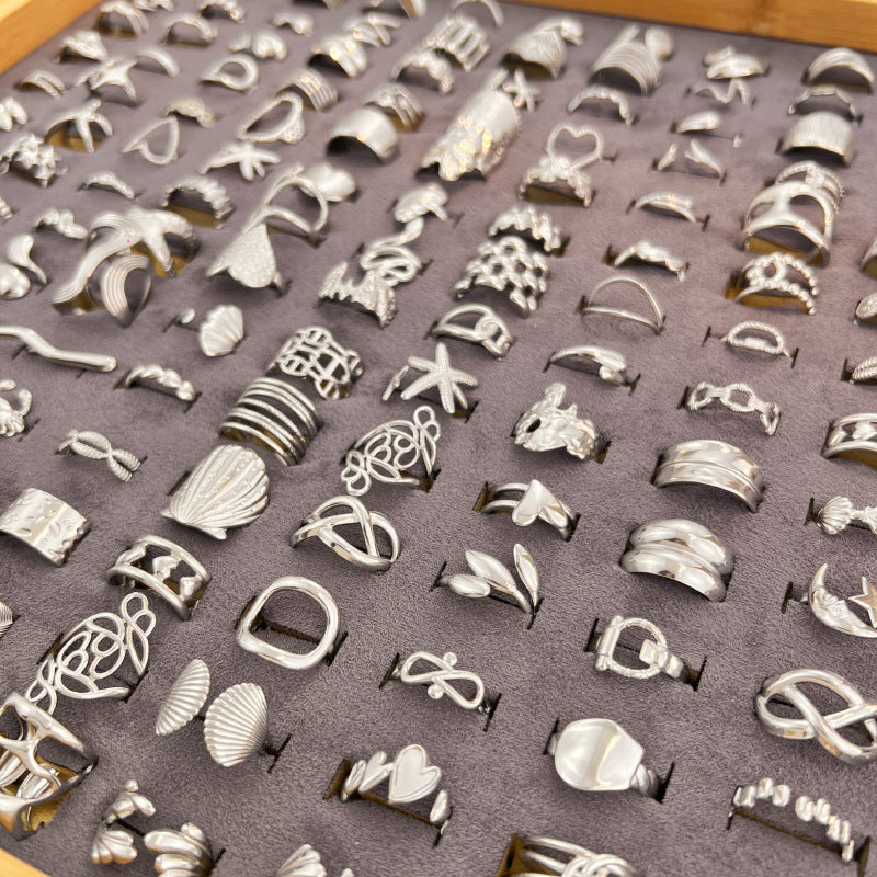 Ring1# Stainless Steel Flower Ring