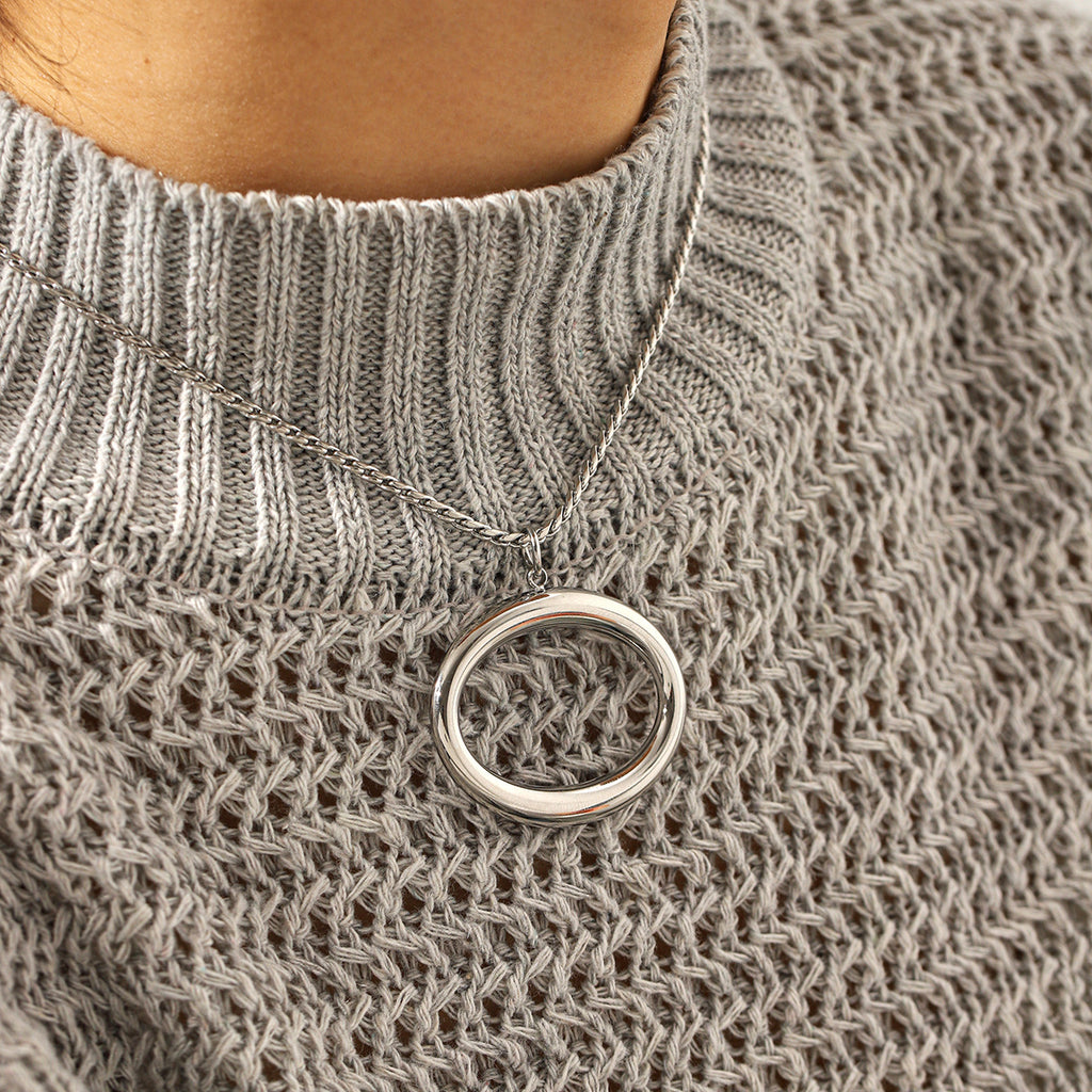 Necklace #3 Stainless Steel Openwork Oval Necklace