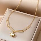 Necklace 7# Titanium Steel Arc Ball Lock Heart Necklace