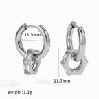 Earring #2 Stainless Steel Diamond-encrusted Round Hoop Earrings