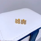 Golden Curved-ear Rabbit Titanium Steel Diamond-encrusted Rabbit Earrings