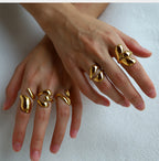 Gold 5 Titanium Steel Irregular Open Ring