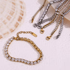 Fashion 5mm Zircon Chain Bracelet-gold Stainless Steel Gold Plated Zirconium Chain Bracelet