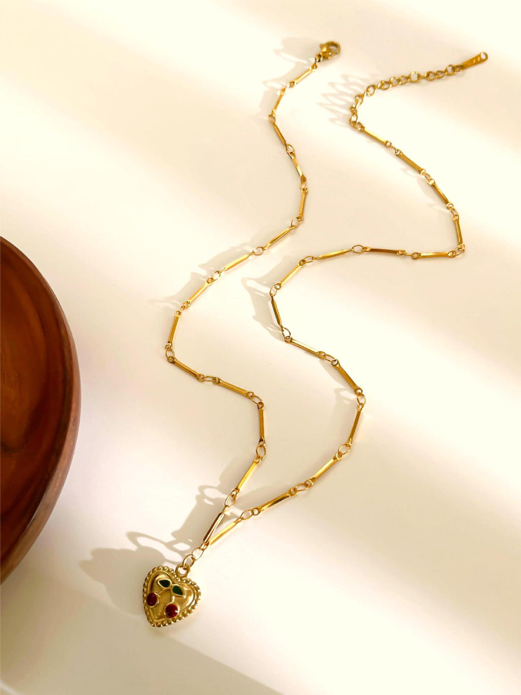 Golden Love Heart Stainless Steel Diamond Heart Necklace