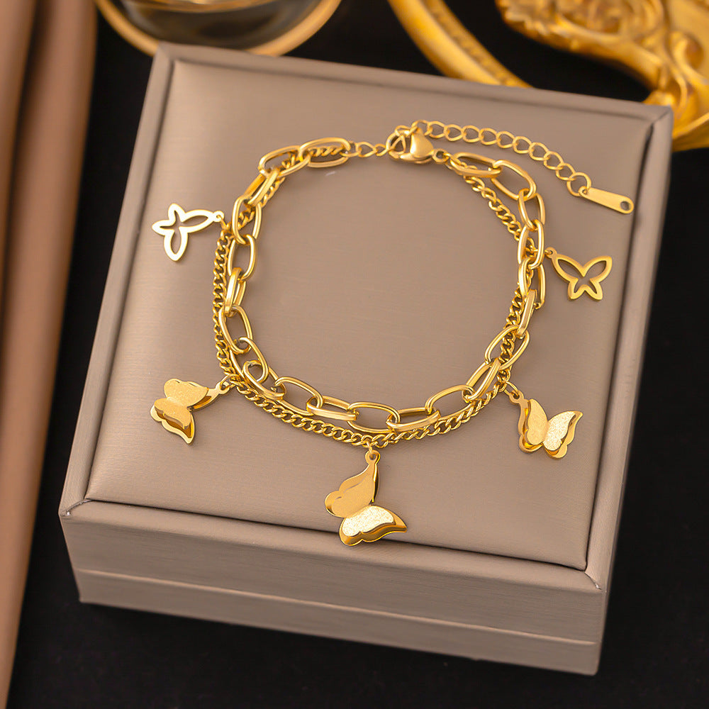 Big Heart Bracelet Gold Titanium Steel Heart Bracelet