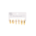 Polished Zircon Hoop Earring Set Titanium Steel Diamond-encrusted Round Earring Set