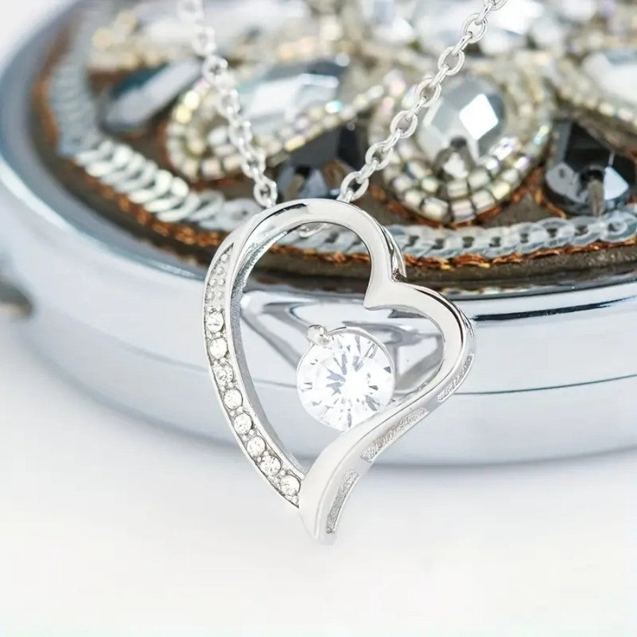 Love + Card Stainless Steel Diamond Heart Necklace