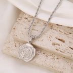 Golden Square Roses Stainless Steel Flower Necklace