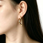 Gold European American Stainless Steel Heart Earrings Light Luxury High End Fashion Individual Niche Simple Gold Earrings