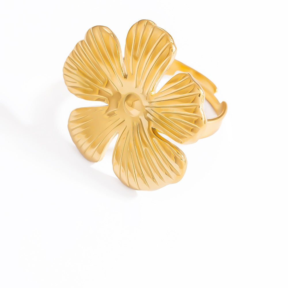 Ring12# Stainless Steel Flower Ring