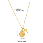 Silver Stainless Steel Cross Virgin Mary Necklace