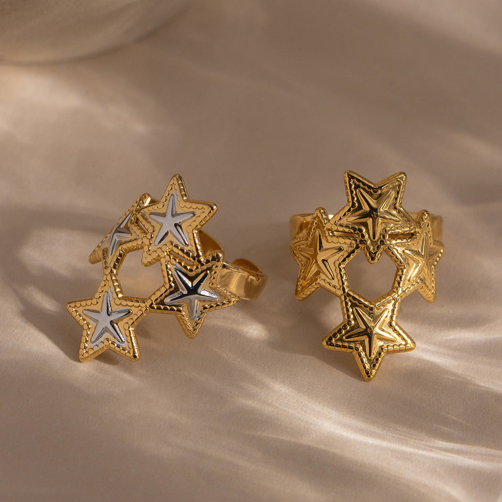 Gold Stainless Steel Five-pointed Star Ring