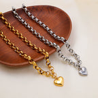 ¡¾h1225¡¿ot Clasp Heart Necklace (gold) Polished Heart Pendant Titanium Steel Bracelet Ot Necklace