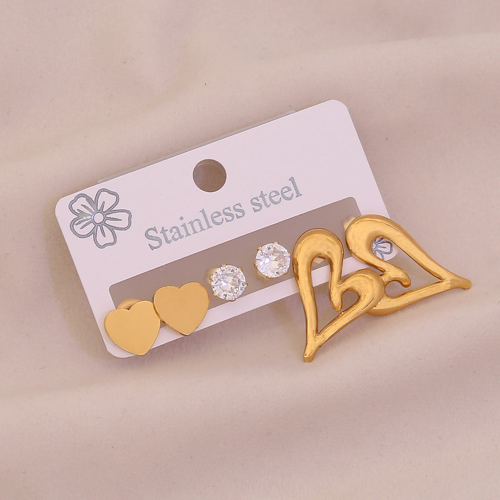 6# Water Drop 304 Stainless Steel Diamond Teardrop Earring Set