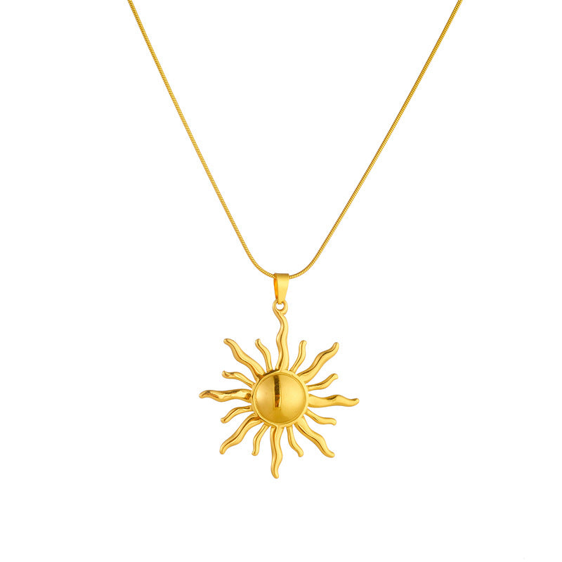 Gold Stainless Steel Sun Necklace