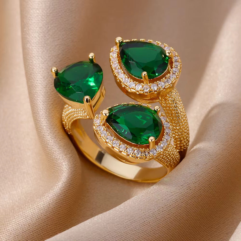 Ring 1# Stainless Steel Diamond Teardrop-shaped Square Irregular Ring