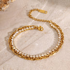 Gold Stainless Steel Diamond Claw Chain Bracelet