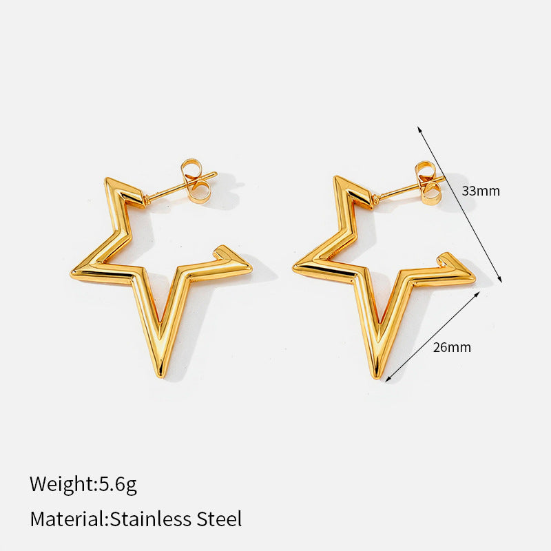 Star Earrings Glossy Waterdrop Stainless Steel Studs