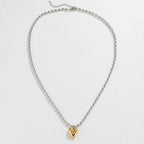 Two-tone Stainless Steel Heart-shaped Gold Necklace