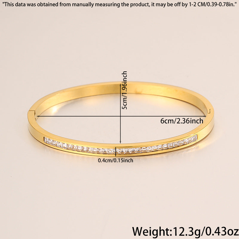 Bracelet #1 Titanium Steel Diamond-encrusted Round Bracelet