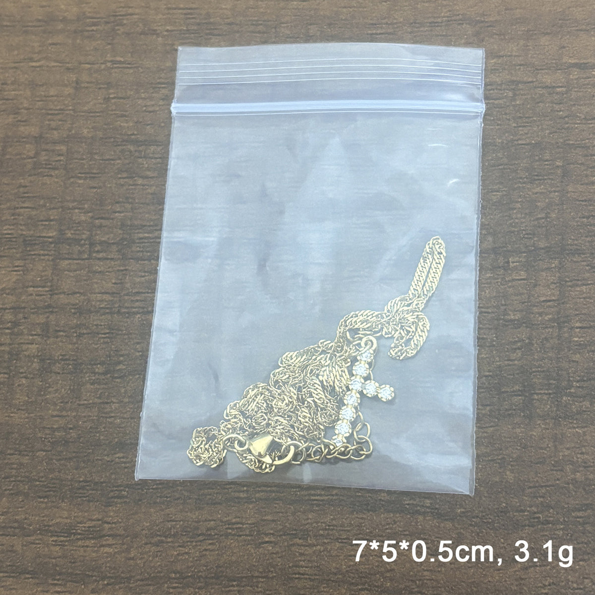 Gold Stainless Steel Diamond Cross Necklace