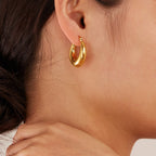 Gold Titanium Steel Round Earrings
