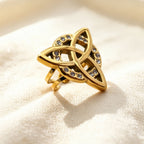 18k Gold 18k Gold Steel Geometric Hollow Zircon Ring