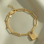 Small Lock Paper Clip Necklace Silver Stainless Steel Lock Necklace